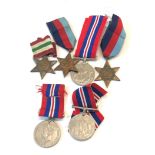 6 x WW2 medals with original ribbons inc war, 1939-45 stars, Italy star
