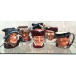 6 Large Royal Doulton character jugs