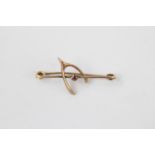 9ct gold wishbone safety pin brooch (1.1g)