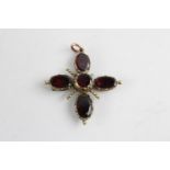 Antique 9ct gold table cut garnet pendant brooch conversion