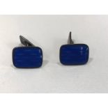 Aksel Holmsen Norwegian sterling silver blue enamel cufflinks (9g)