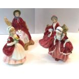 4 small Royal Doulton figures Lydia Sally goody two shoes and Valerie