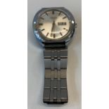 Vintage Lanco Swiss Gents wristwatch stainless steel watch and strap day date in working order but