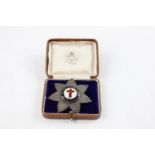 Vintage Hallmarked sterling silver masonic star knights templar enamel breast badge 'In Hoc Signo