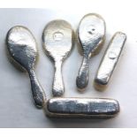 5 piece silver brush set London silver hallmarks