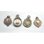 4 Vintage hallmarked silver fobs