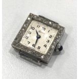 Art Deco platinum and diamond square face bucyl watch face (11.6g)