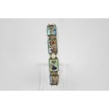 Vintage finely detailed enamel Egyptian souvenir panel bracelet