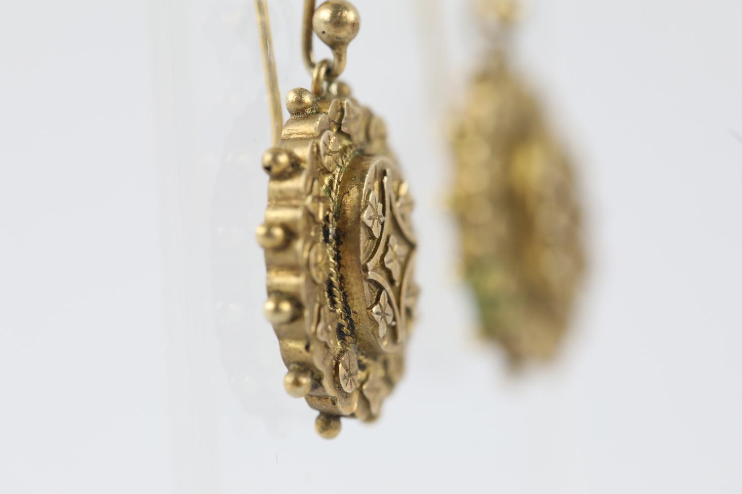 Antique Victorian silver gilt earrings in original box - Image 2 of 4