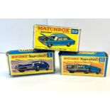 3 boxed matchbox superfast cars incudes Ford Zodiac No53 , Rolls Royce No 69 and Lotus Europa No 5