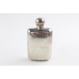 Antique Hallmarked 1910 London STERLING SILVER Gents Hip Flask w/ Central Personalised Engraving