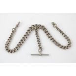 Antique sterling silver graduated double albert watch chain (67g)