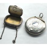 2 Silver miniature chatelaine compacts age related wear and marks