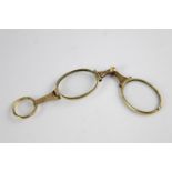 Antique 15ct gold engraved frame folding lorgnette glasses (XRF Tested)