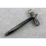 Vintage Waterman w5 green fountain pen w/ 14ct gold nib