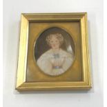 Framed miniature painting of a young woman