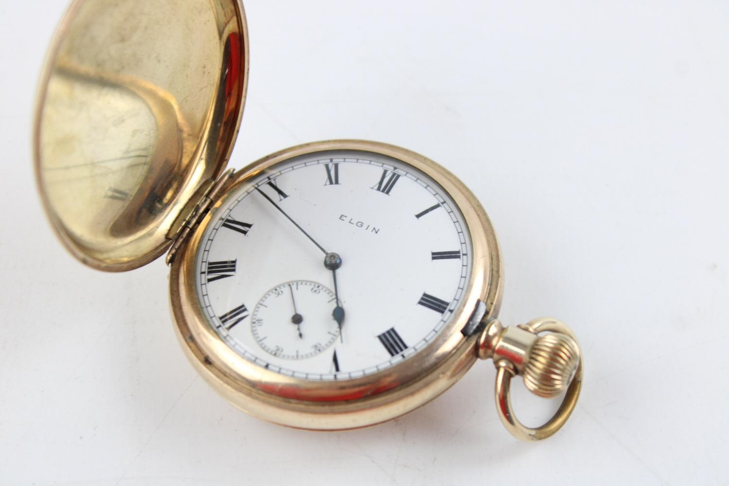 Vintage Gents ELGIN Rolled Gold Full Hinter POCKET WATCH Hand-Wind WORKING w/ 7 Jewel Movement - Image 2 of 3