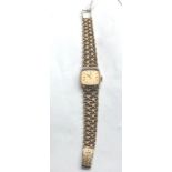 9ct gold ladies Omega Geneve wristwatch and strap total weight 33g watch winds and ticks but no