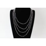 Opera length peacock 6mm oval pearl necklace