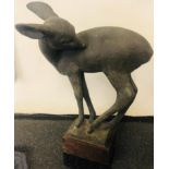 David Fahrner fawn bronzed cast metal. Signed on the narrow side of the stand. and date: FAHRNER /