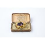 Victorian 20ct gold oval amethyst brooch/pendant (13g)
