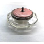 Large silver and enamel lidded vanity jar Birmingham silver hallmarks measures approx glass measures