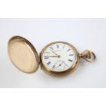 Vintage Gents WALTHAM Rolled Gold Full Hunter POCKET WATCH Hand-Wind SPARES & REPAIRS Code on Case -