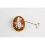 Vintage 12ct gold carved carnelian cameo brooch