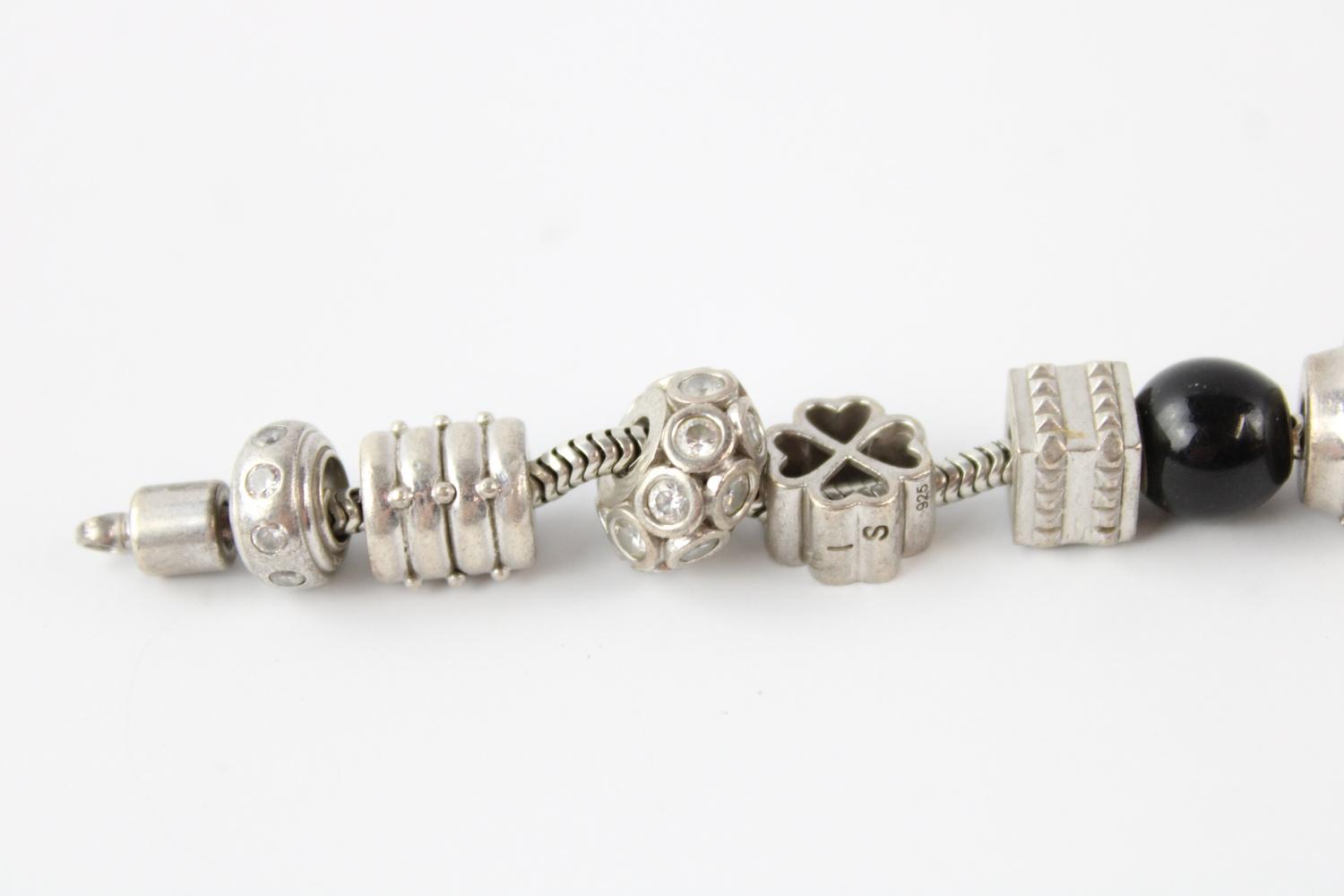 .925 Sterling silver bracelet w/ 13 bead charms - Image 2 of 2