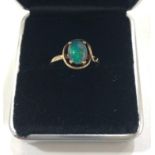 Vintage Natural Black Opal Triplet Solitaire Ring 9 Karat Yellow Gold Size UK: M.5 US: 6.3/4 (2.4g)