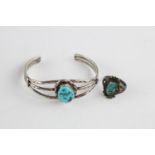 2 x Navajo native american turquoise set jewellery