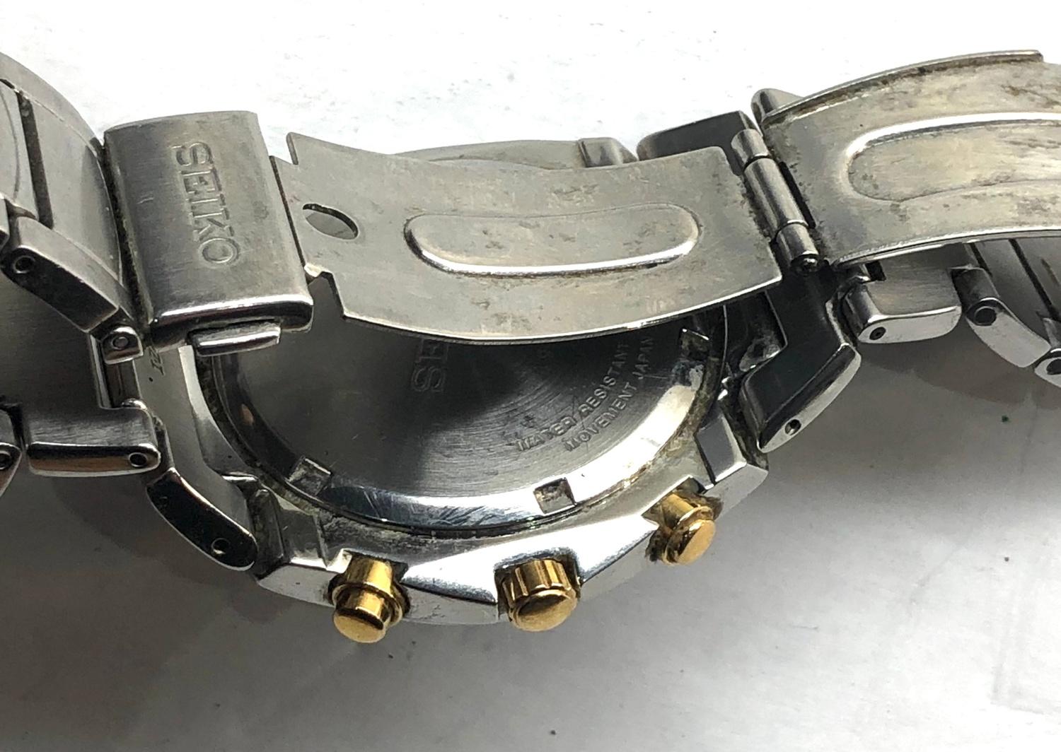 Gents Seiko chronograph 100m 7t62 oeeo quartz working order but no warranty given - Image 4 of 4