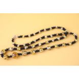 Venetian art deco bumble bee foiled glass bead flapper necklace, 67cm