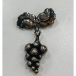 Georg Jensen & Wendel sterling silver moonlight grape drop brooch model 217A (6.75g)