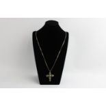 Vintage sterling silver oversized cross set with cabochon turquoise