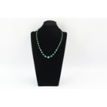 Vintage 9ct gold & polished malachite graduated bead necklace, 1994 (42g)