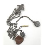 Antique steel chatelaine with accessories