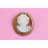 9ct gold classical profile cameo brooch (6g)