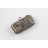 Antique Hallmarked 1905 Birmingham STERLING SILVER Miniature Vesta Case w/ Scrolling Leaf Detail,