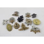 12 Assorted military cap badges Inc WW1 and WW2