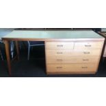 Mid century 2 over 3 chest/ desk measures approx 61"Length 20"width 28"height