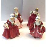 4 Small Royal Doulton figures Fair maiden Valerie Lavinia and goody two shoes