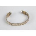 Vintage gold on .925 sterling silver minimalist torque bangle