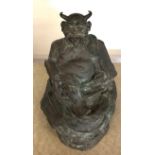 Large signed bronzefigure of a chinese grotesque demon signed BANKS