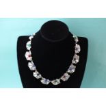 Mexico multi-gemstone sterling silver collar necklace 38.5cm (85g)