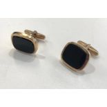 Vintage 1960's 9ct gold and onyx gents cufflinks (9.70g)