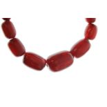 Vintage cherry bakelite bead necklace w. large oval beads