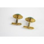 Vintage 14ct gold adventurine cufflinks w/ decorative frames