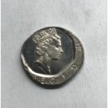 1995 mis-strike 20p coin