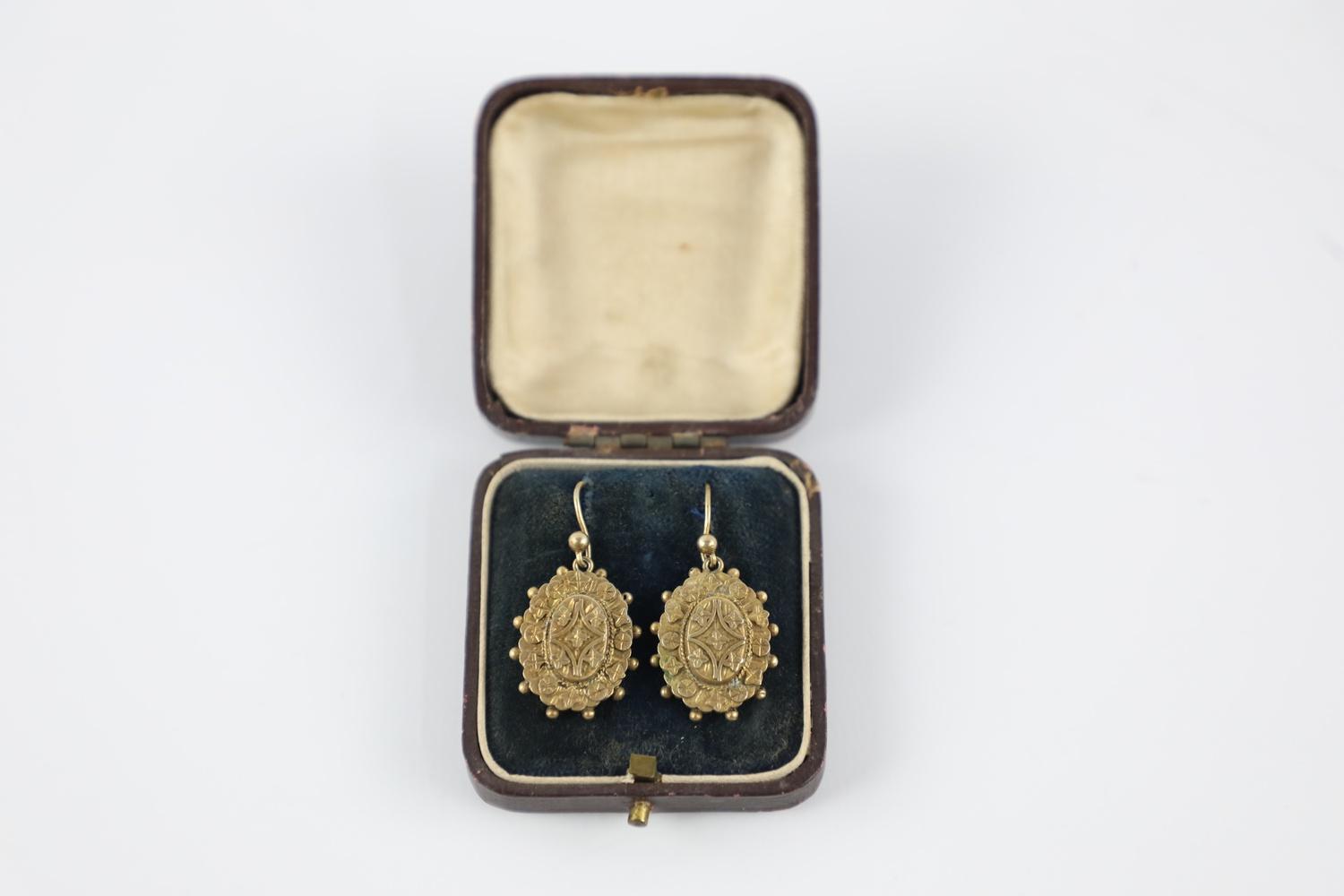 Antique Victorian silver gilt earrings in original box